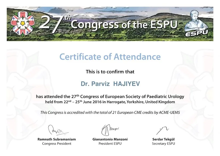 27th ESPU Congress, Harrogate
